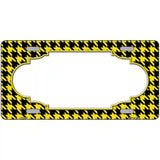Yellow Black Houndstooth Scallop Center Metal Novelty License Plate 12" x 6" (LP)