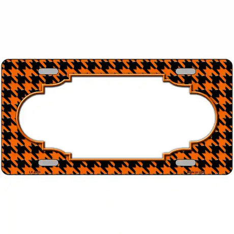Orange Black Houndstooth Scallop Center Metal Novelty License Plate 12" x 6" (LP)