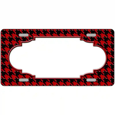 Red Black Houndstooth Scallop Center Metal Novelty License Plate 12" x 6" (LP)