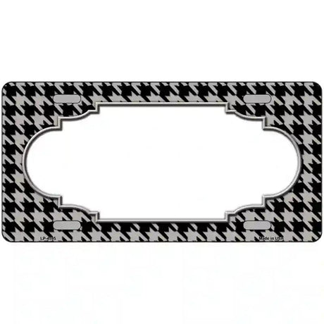 Grey Black Houndstooth Scallop Center Metal Novelty License Plate 12" x 6" (LP)