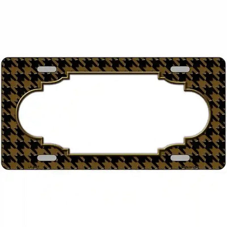 Brown Black Houndstooth Scallop Center Metal Novelty License Plate 12" x 6" (LP)
