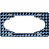 Light Blue Black Houndstooth Scallop Center Metal Novelty License Plate 12" x 6" (LP)