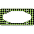 Lime Green Black Houndstooth Scallop Center Metal Novelty License Plate 12" x 6" (LP)