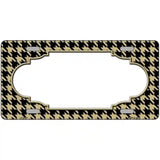 Gold Black Houndstooth Scallop Center Metal Novelty License Plate 12" x 6" (LP)