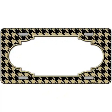 Gold Black Houndstooth Scallop Center Metal Novelty License Plate 12" x 6" (LP)