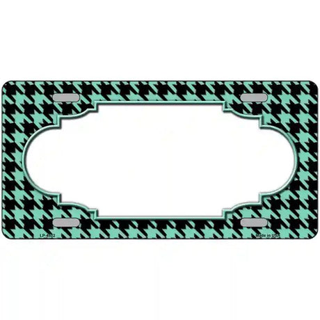 Mint Black Houndstooth Scallop Center Metal Novelty License Plate 12" x 6" (LP)