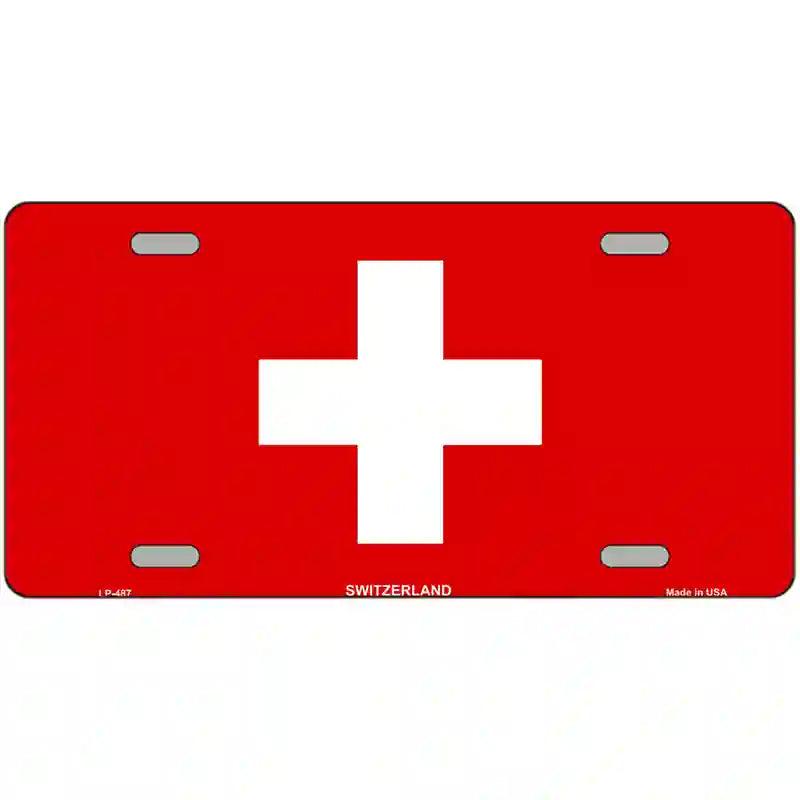 Switzerland Flag Metal Novelty License Plate 12" x 6" (LP)