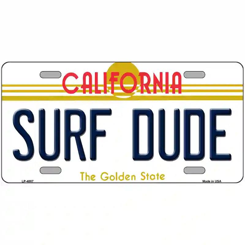 Surf Dude California Novelty Metal License Plate 12" x 6" (LP)
