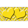 Yellow Light Yellow Heart Chevron Metal Novelty License Plate 12" x 6" (LP)