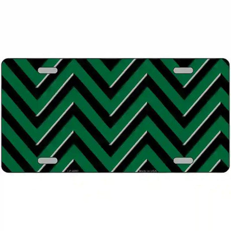 Green Black Chevron Metal Novelty License Plate 12" x 6" (LP)