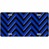 Blue Black Chevron Metal Novelty License Plate 12" x 6" (LP)
