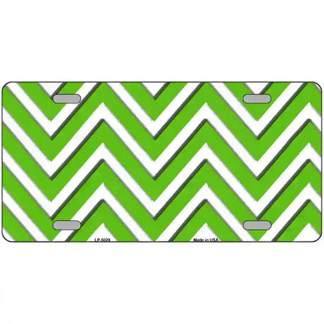 Kelly Green White Chevron Metal Novelty License Plate 12" x 6" (LP)