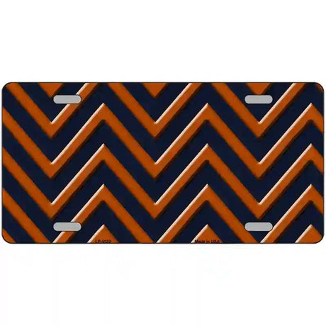 Orange Navy Blue Chevron Metal Novelty License Plate 12" x 6" (LP)