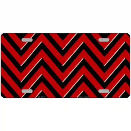 Red Black Chevron Metal Novelty License Plate 12" x 6" (LP)