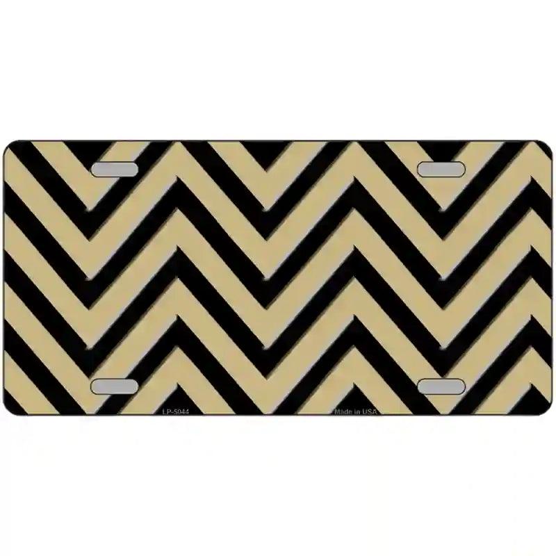 Gold Black Chevron Metal Novelty License Plate 12" x 6" (LP)