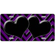 Purple Black Chevon Hearts Metal Novelty License Plate 12" x 6" (LP)