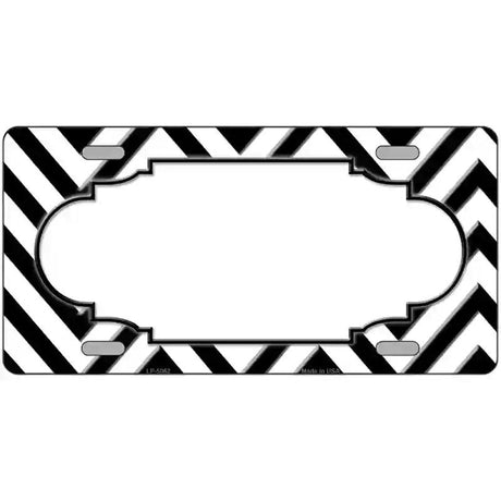 White Black Chevron Scallop Metal Novelty License Plate 12" x 6" (LP)