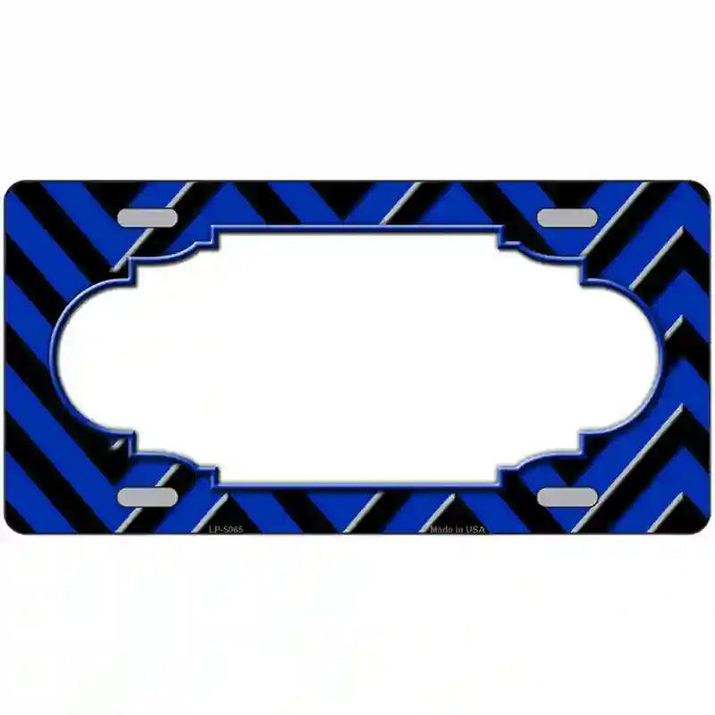 Blue Black Chevron Scallop Metal Novelty License Plate 12" x 6" (LP)