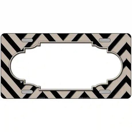 Tan Black Chevron Scallop Metal Novelty License Plate 12" x 6" (LP)