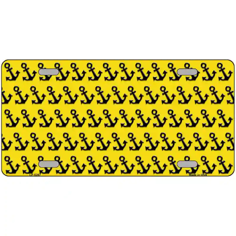 Yellow Black Anchor Metal Novelty License Plate 12" x 6" (LP)