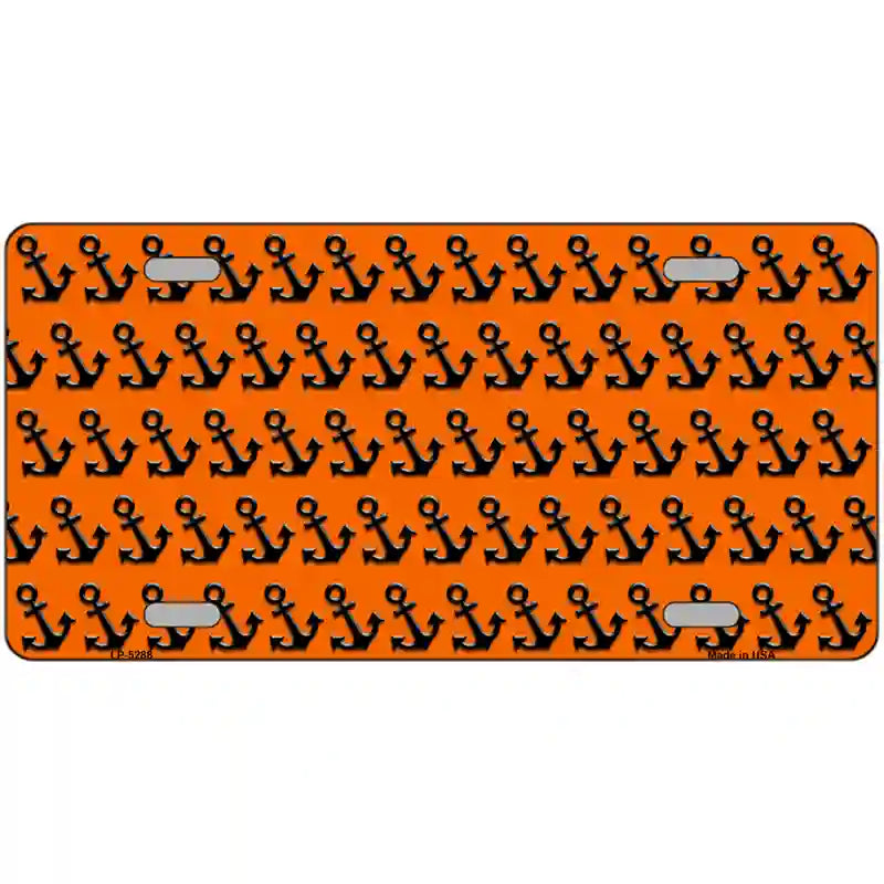 Orange Black Anchor Metal Novelty License Plate 12" x 6" (LP)