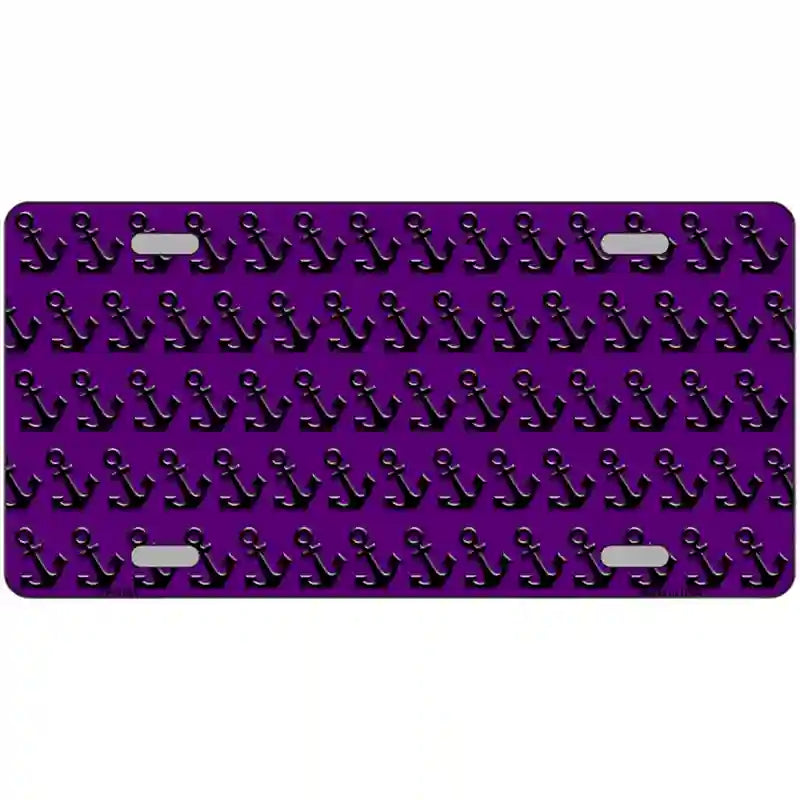 Purple Black Anchor Metal Novelty License Plate 12" x 6" (LP)