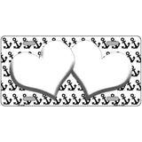 White Black Anchor White Heart Center Metal Novelty License Plate 12" x 6" (LP)