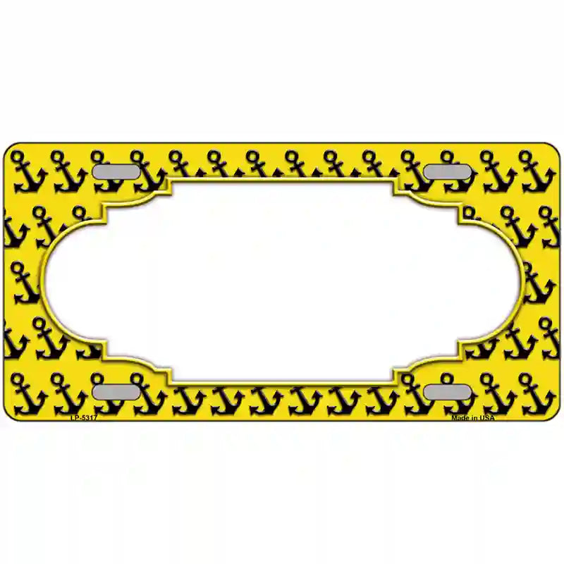 Yellow Black Anchor Scallop Center Metal Novelty License Plate 12" x 6" (LP)