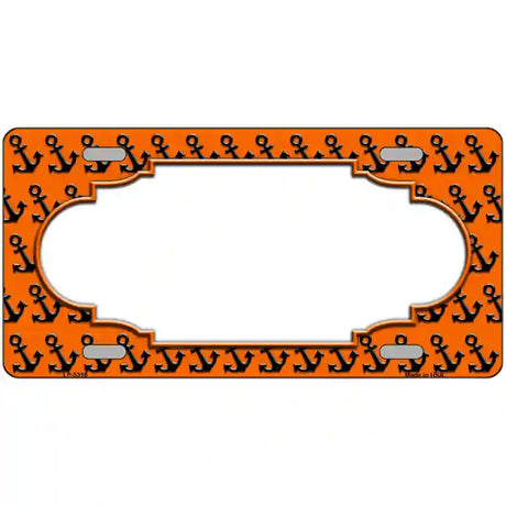 Orange Black Anchor Scallop Center Metal Novelty License Plate 12" x 6" (LP)