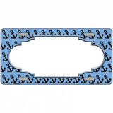 Light Blue Black Anchor Scallop Center Metal Novelty License Plate 12" x 6" (LP)