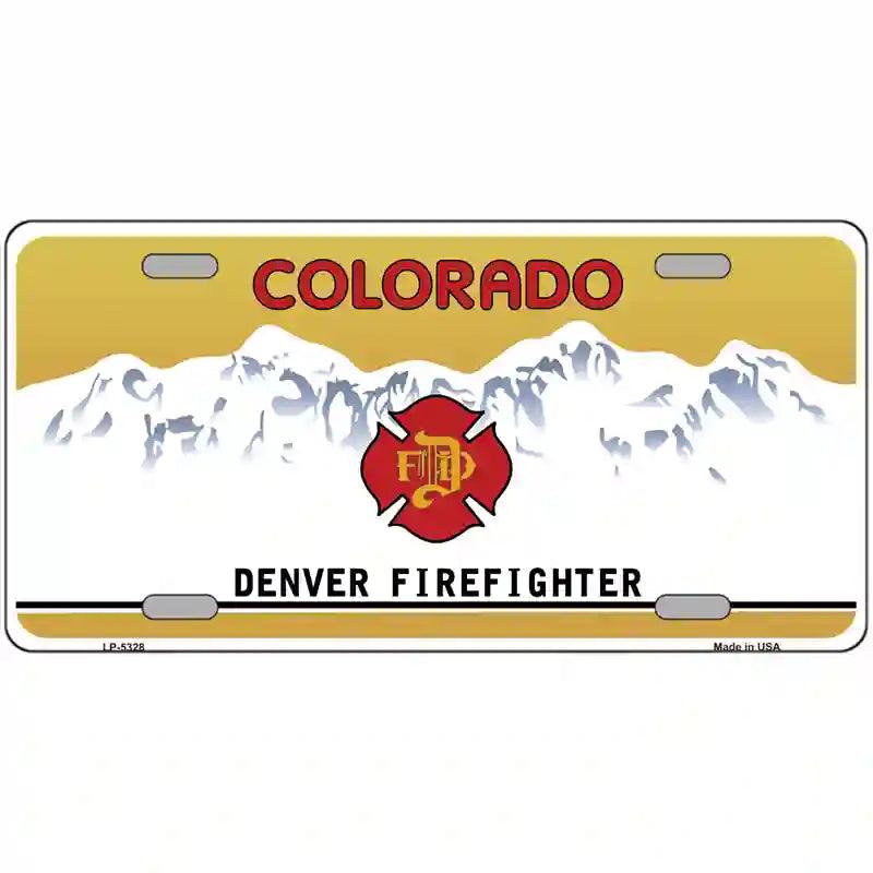 Denver Fire Fighter Metal Novelty License Plate 12" x 6" (LP)