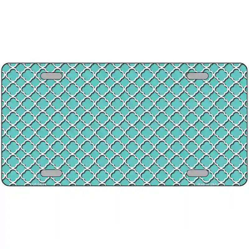 Tiffany Blue White Quatrefoil Metal Novelty License Plate 12" x 6" (LP)