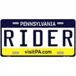 Rider Pennsylvania State Novelty Metal License Plate 12" x 6" (LP)