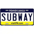 Subway Pennsylvania State Novelty Metal License Plate 12" x 6" (LP)