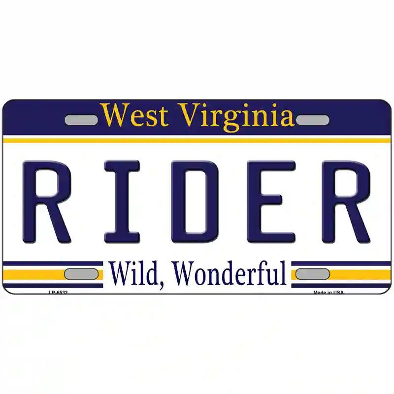 Rider West Virginia Novelty Metal License Plate 12" x 6" (LP)