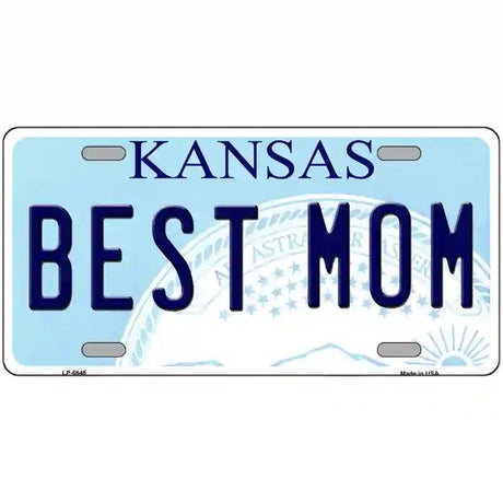 Best Mom Kansas Novelty Metal License Plate 12" x 6" (LP)