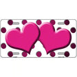 Pink White Dots Hearts Oil Rubbed Metal Novelty License Plate 12" x 6" (LP)
