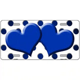 Blue White Dots Hearts Oil Rubbed Metal Novelty License Plate 12" x 6" (LP)
