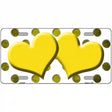 Yellow White Dots Hearts Oil Rubbed Metal Novelty License Plate 12" x 6" (LP)