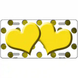 Yellow White Dots Hearts Oil Rubbed Metal Novelty License Plate 12" x 6" (LP)