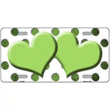 Lime Green White Dots Hearts Oil Rubbed Metal Novelty License Plate 12" x 6" (LP)