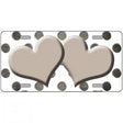 Tan White Dots Hearts Oil Rubbed Metal Novelty License Plate 12" x 6" (LP)