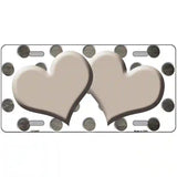 Tan White Dots Hearts Oil Rubbed Metal Novelty License Plate 12" x 6" (LP)