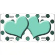 Mint White Dots Hearts Oil Rubbed Metal Novelty License Plate 12" x 6" (LP)