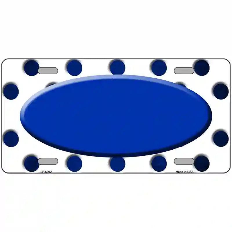 Blue White Dots Oval Oil Rubbed Metal Novelty License Plate 12" x 6" (LP)
