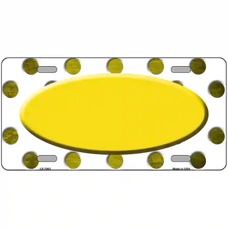 Yellow White Dots Oval Oil Rubbed Metal Novelty License Plate 12" x 6" (LP)