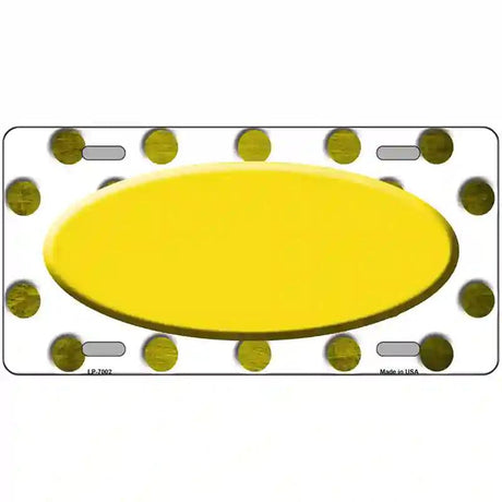 Yellow White Dots Oval Oil Rubbed Metal Novelty License Plate 12" x 6" (LP)