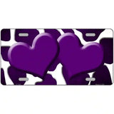 Purple White Hearts Giraffe Oil Rubbed Metal Novelty License Plate 12" x 6" (LP)