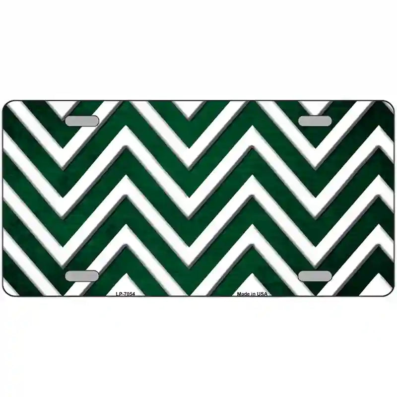 Green White Chevron Oil Rubbed Metal Novelty License Plate 12" x 6" (LP)