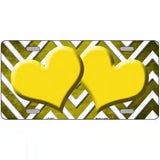 Yellow White Hearts Chevron Oil Rubbed Metal Novelty License Plate 12" x 6" (LP)